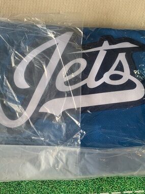 Fanatics Blue White Winnipeg Jets Script Jersey Top